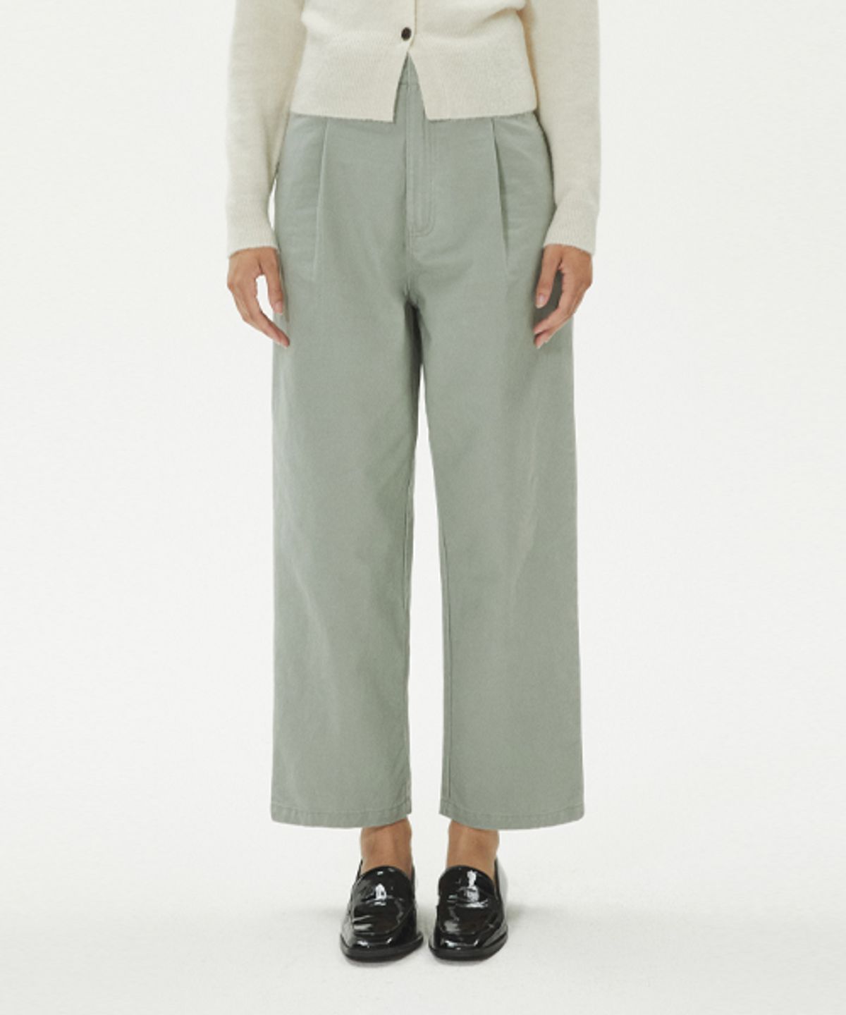 레이디 볼륨(LADY VOLUME) [ALL-SEASON] PINTUCK COTTON STRAIGHT PANTS_MINT