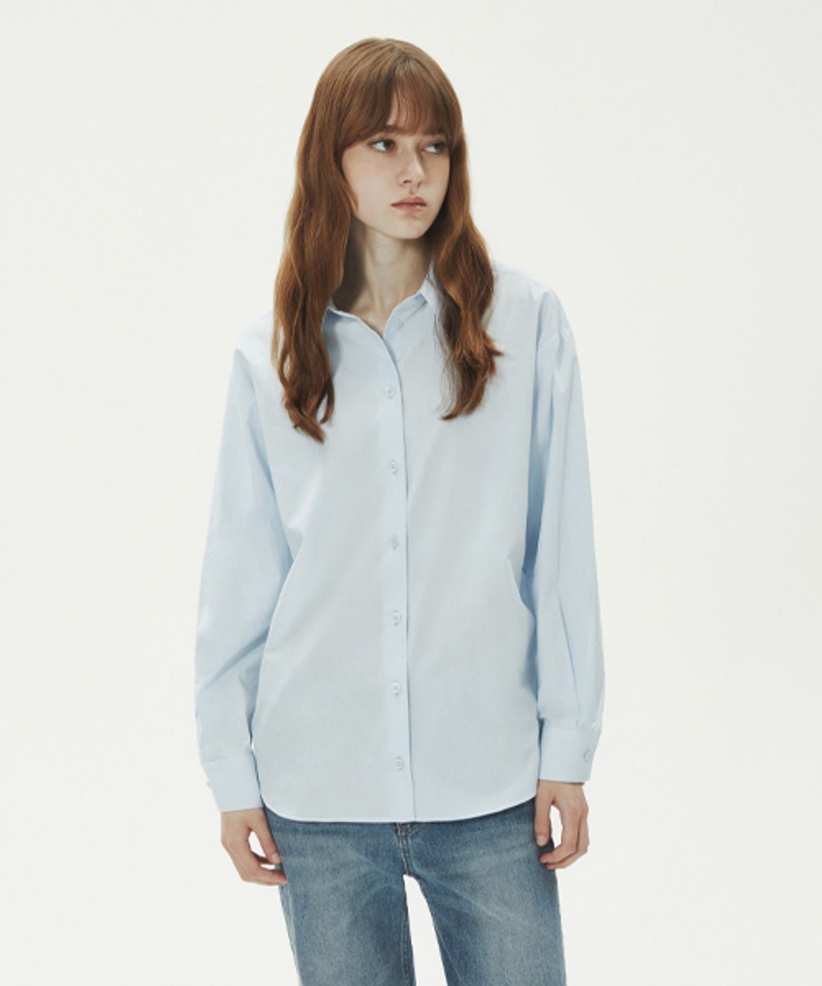 레이디 볼륨(LADY VOLUME) STANDARD LINE BASIC SHIRT_SKY BLUE