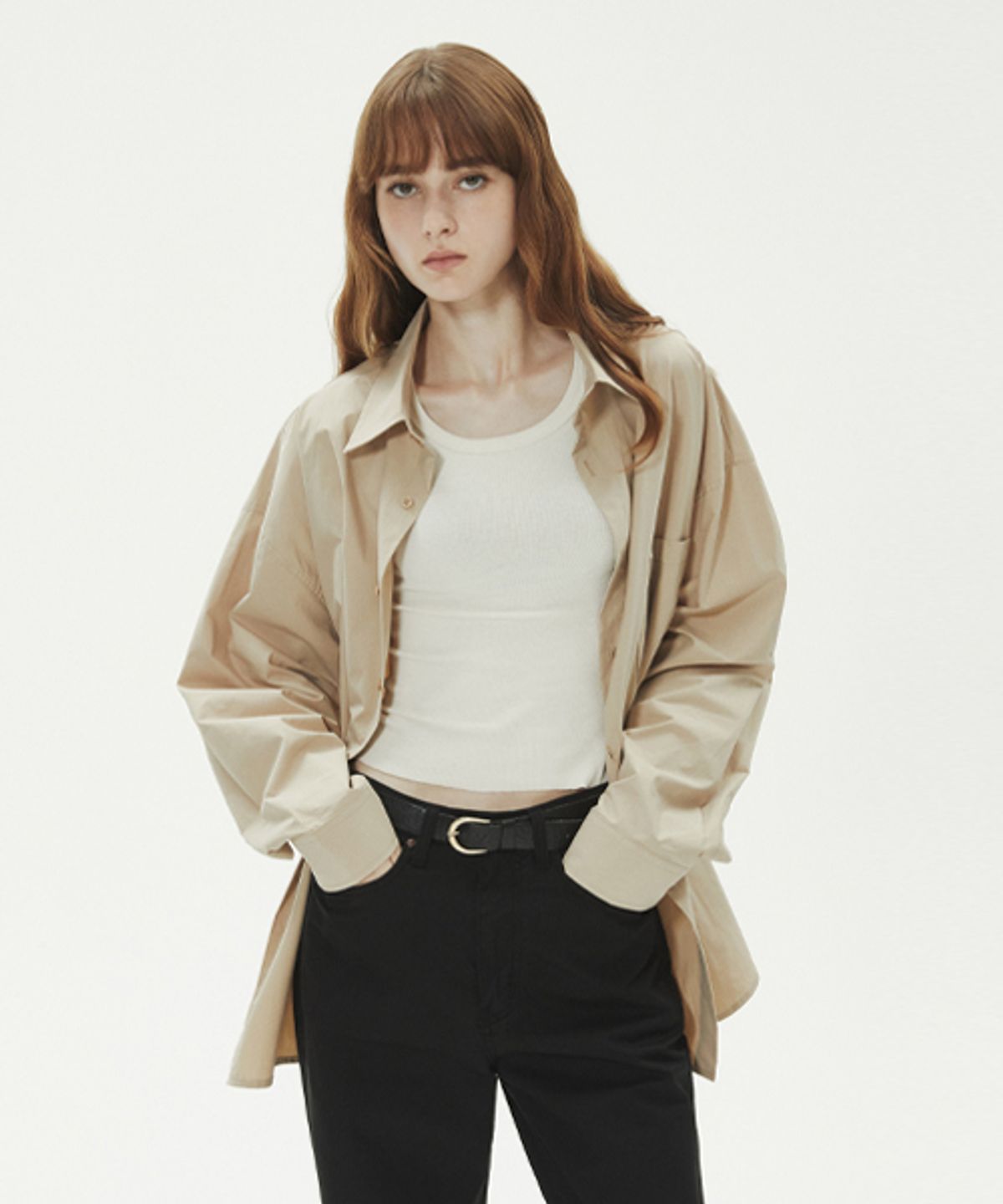 레이디 볼륨(LADY VOLUME) DAILY OVER FIT POCKET SHIRT_BEIGE