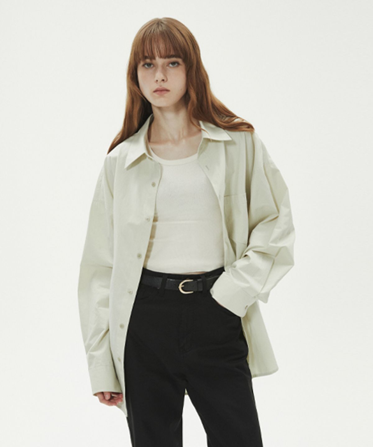 레이디 볼륨(LADY VOLUME) DAILY OVER FIT POCKET SHIRT_MINT