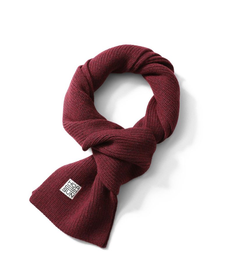 Skiff Wool Knit Rib Muffler Melange Burgundy