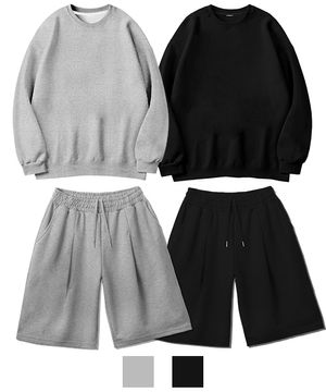 스탠다드 스웨츠 셔츠 + 원턱 숏 팬츠  SET UP