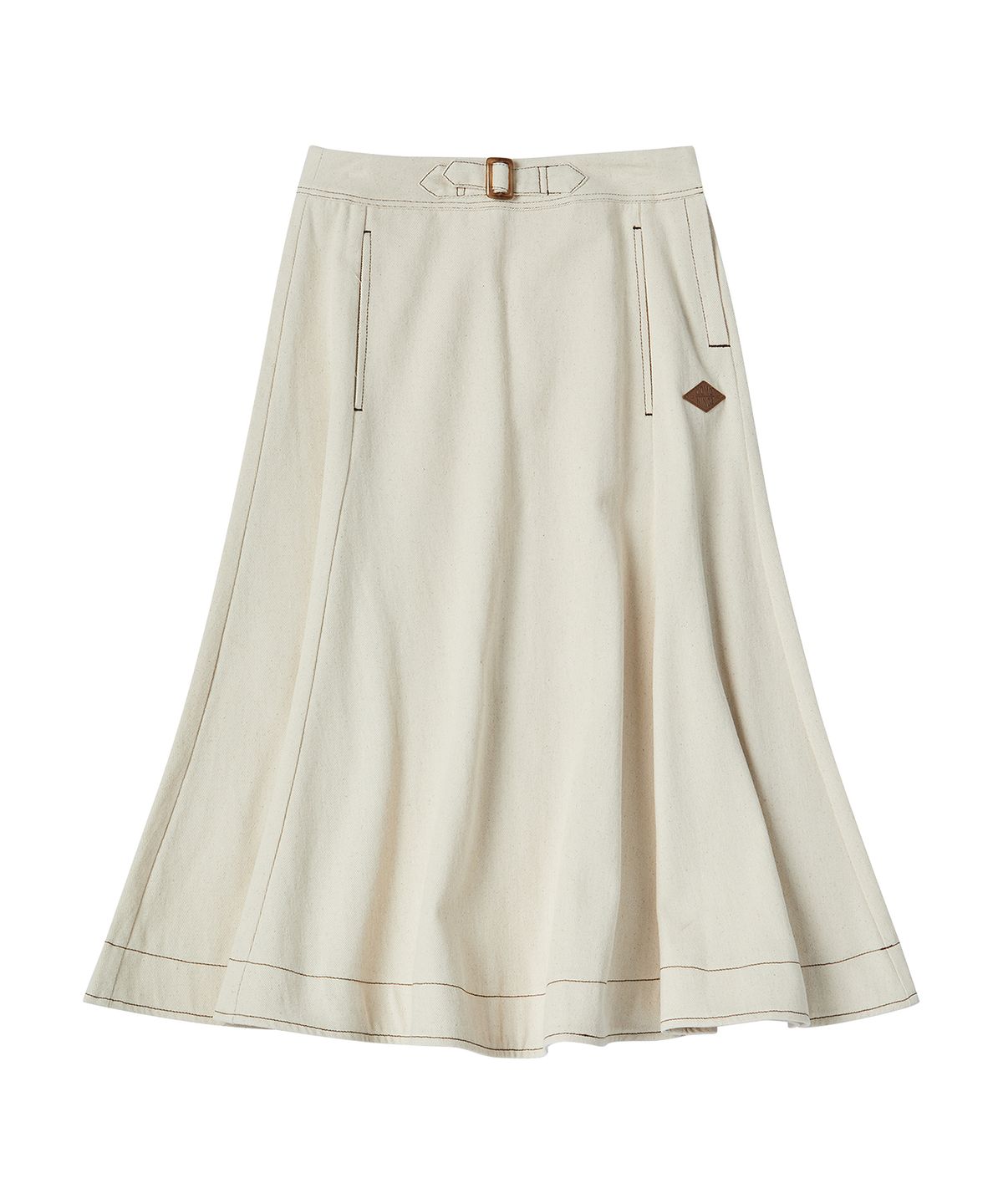 꼬모니노즈(COMONINOZ) W COTTON FLARED SKIRT [CREAM]