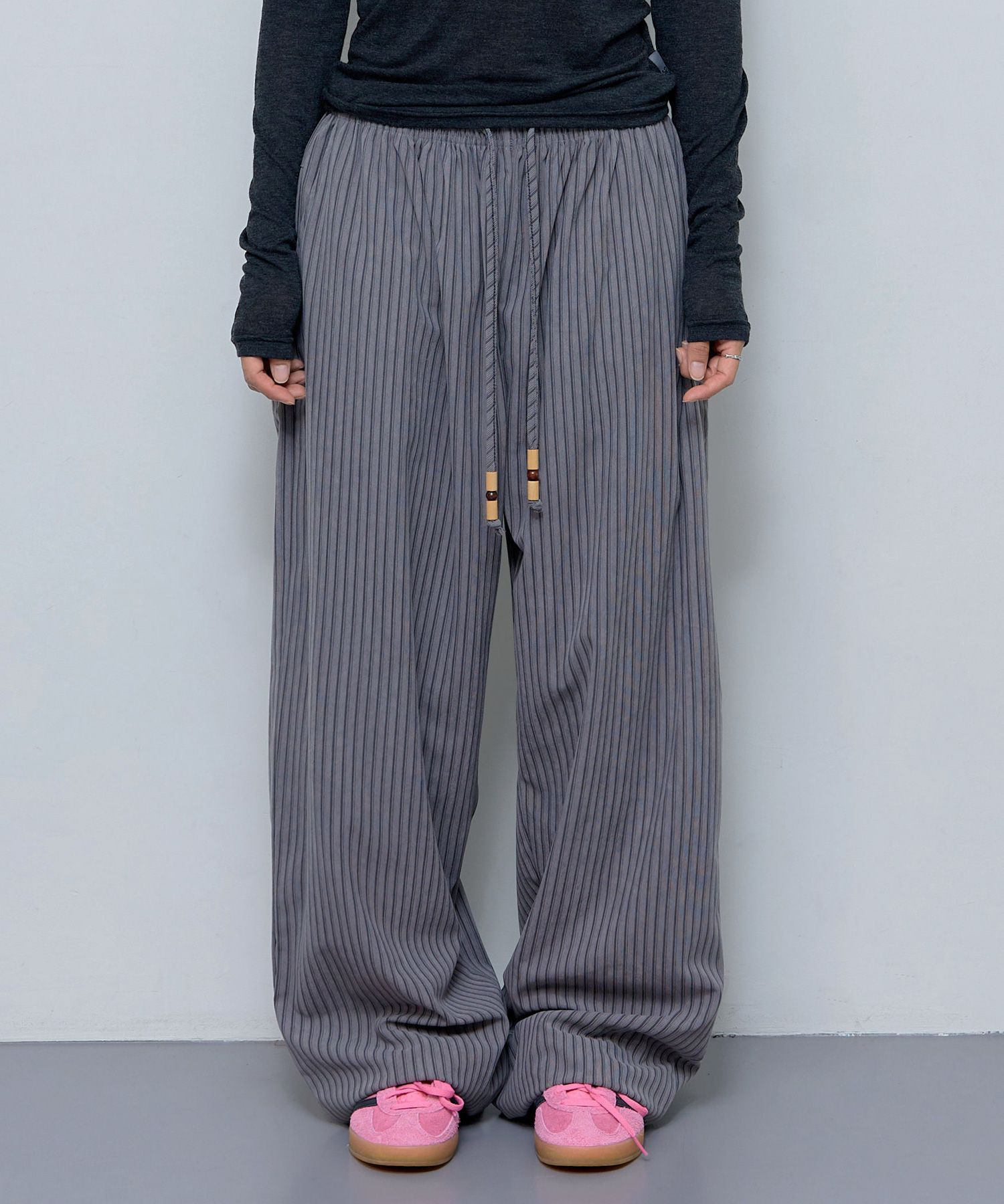 FANCY CLUB_Cozy Stripe Wide Pants (GRAY)_F24ZD881