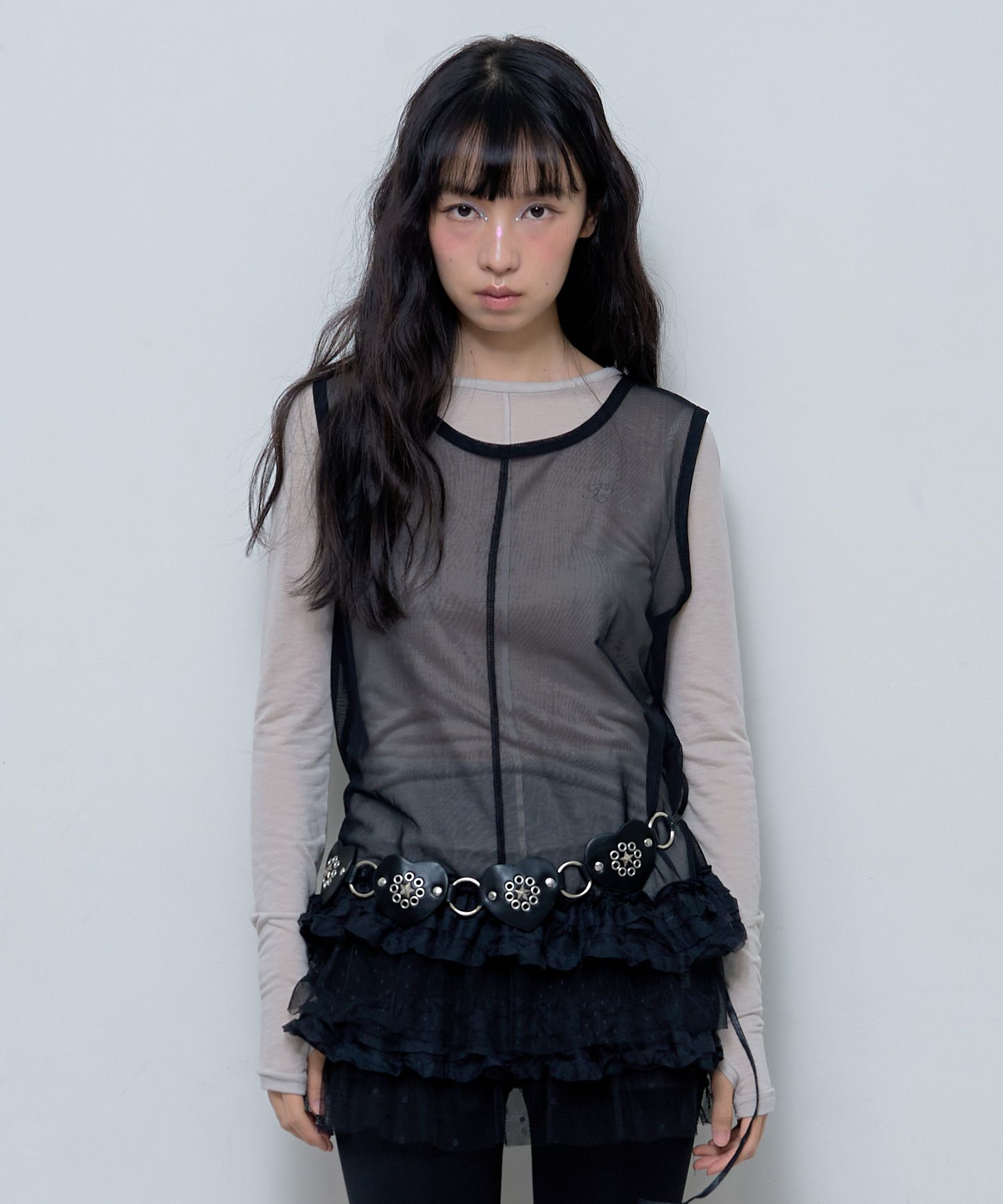 MUSINSA | FANCY CLUB Dot Layered One Piece (BLACK)_F24ZD880