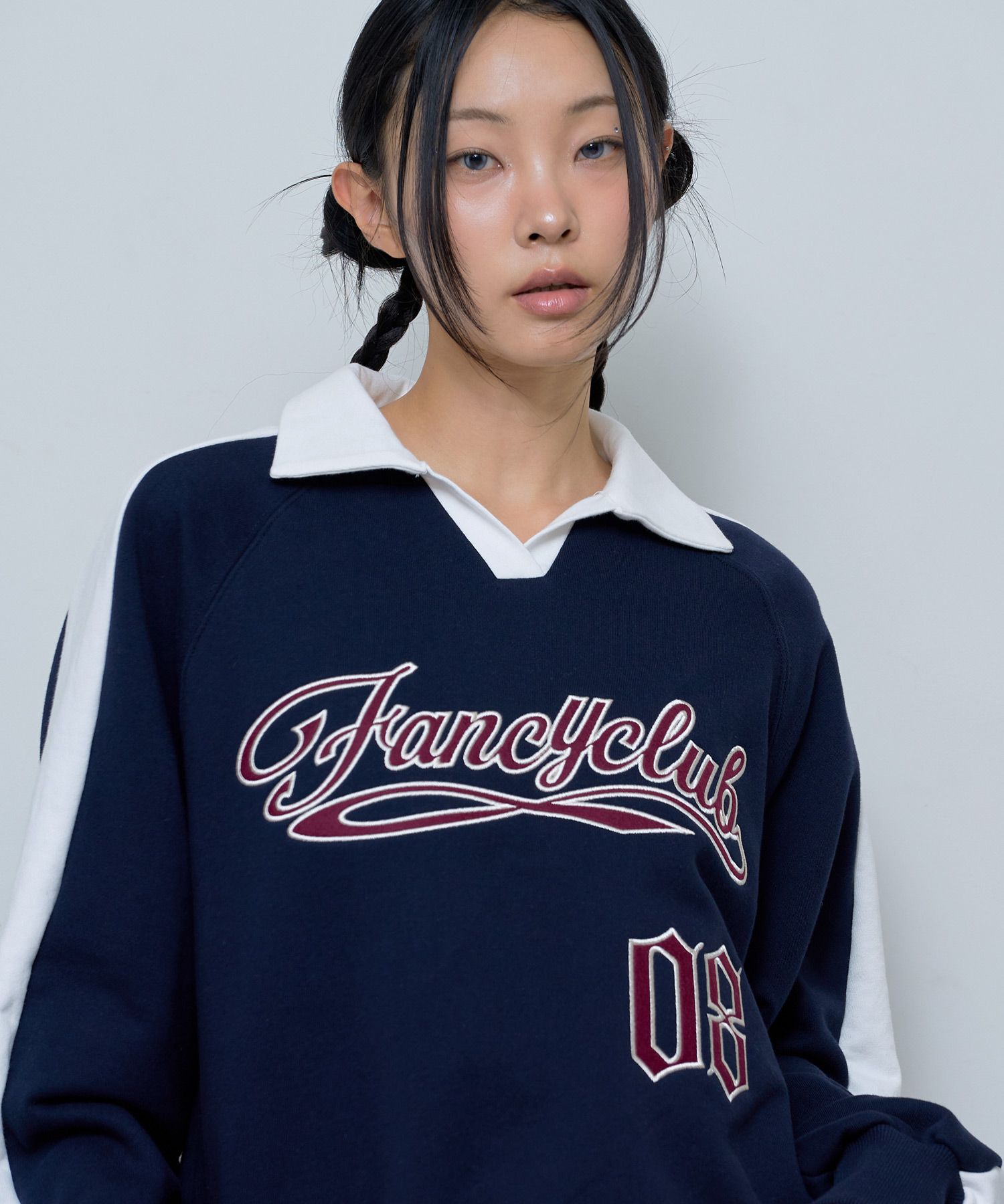 ◇NASTY FANCY CLUB◇ 08 Rugby collar sweatshirt NAVYF24ZB056 MUSINSA | FANCY CLUB 08 Rugby Collar Sweatshirt (NAVY)_F24ZB056