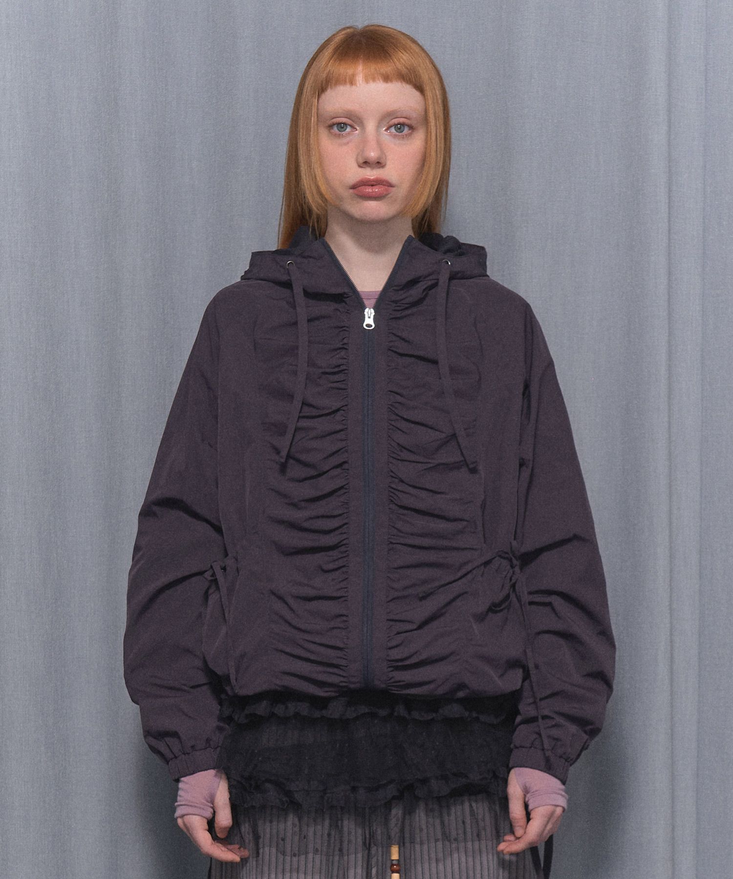 【FANCYCLUB】RIBBON SHIRRING WINDBREAKER / 追跡付 FANCY CLUB】RIBBON SHIRRING WINDBREAKER | OUR BRAND,FANCY