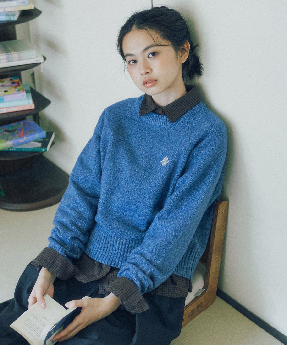 꼬모니노즈(COMONINOZ) MULTI TONE PULLOVER [BLUE]
