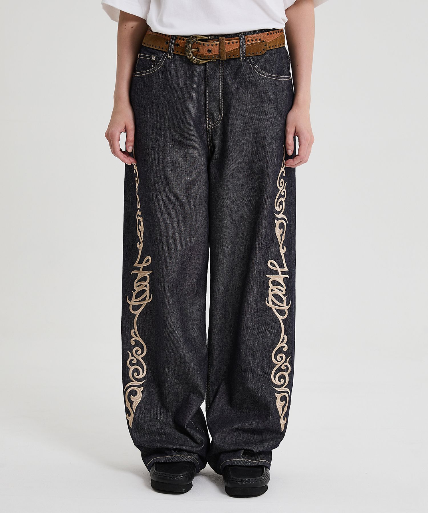 ●HOODHOOD● HD Western Denim Pants Indigo Blue HDBD03PT02-2 MUSINSA | HOODHOOD HD Western Denim Pants Indigo Blue