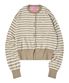 W BUTTON STRIPE CARDIGAN [BEIGE]
