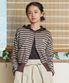 W BUTTON STRIPE CARDIGAN [BROWN]