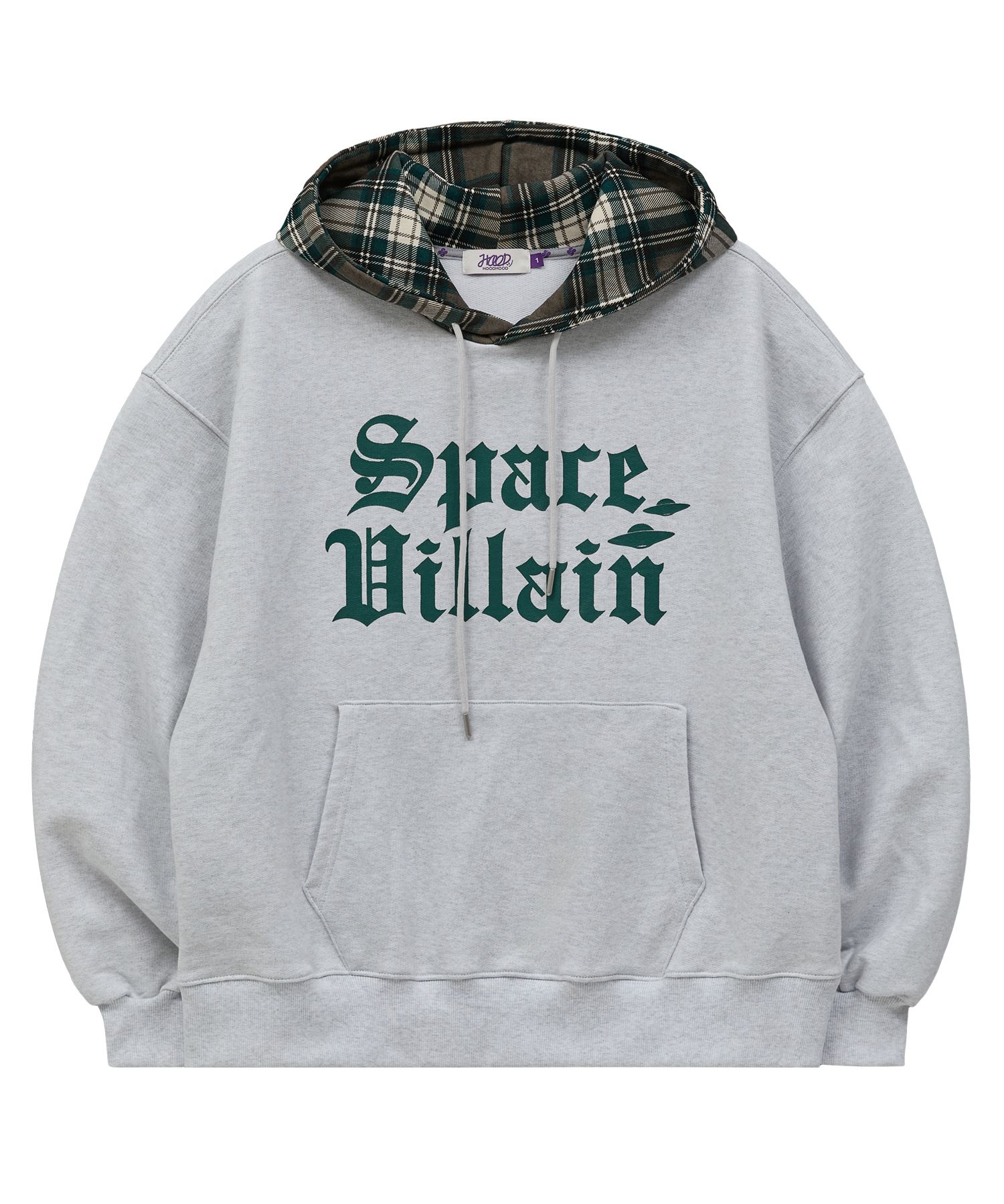 MUSINSA | HOODHOOD Space Villain Check Hood Melange White