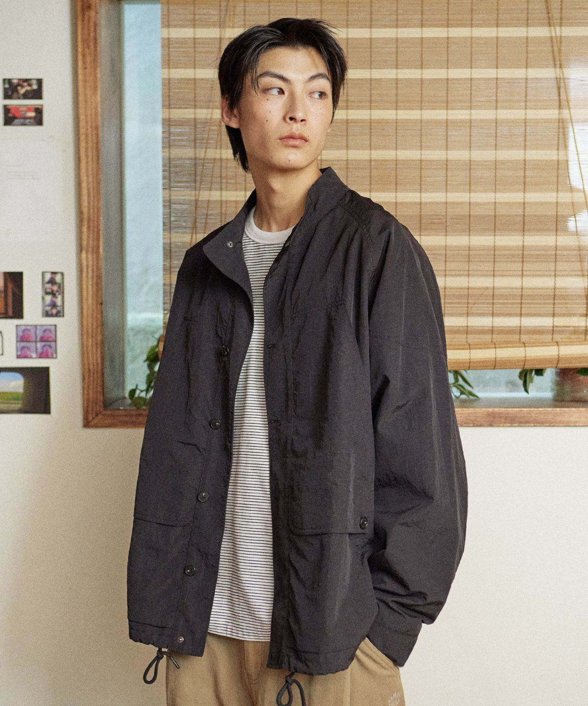 꼬모니노즈(COMONINOZ) MULTI PK COTTON JACKET [BLACK]