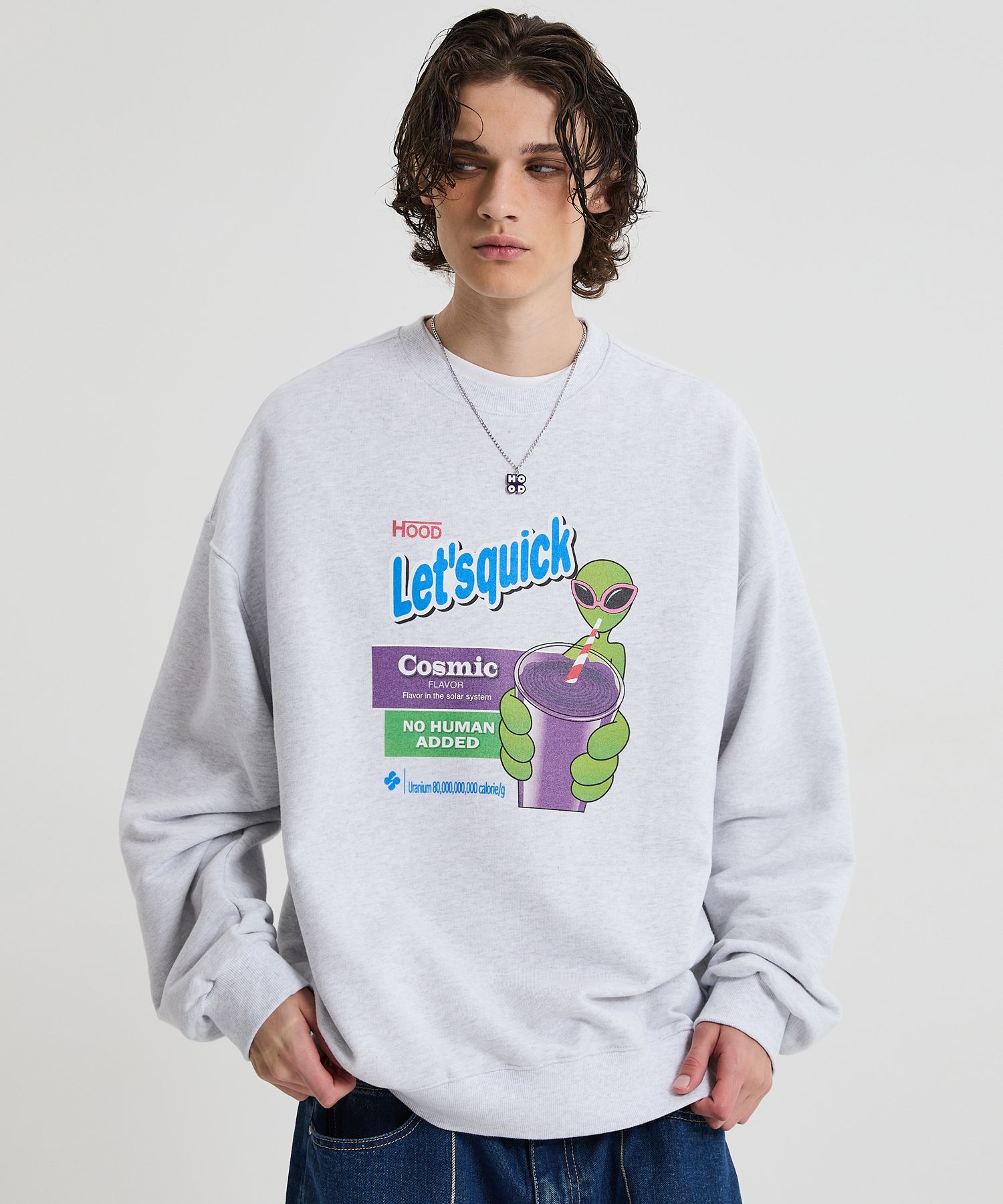 ★HOODHOOD★ Let's Quick Alien Sweatshirt Melange White MUSINSA | HOODHOOD Let's Quick Alien Man to Man Melange White