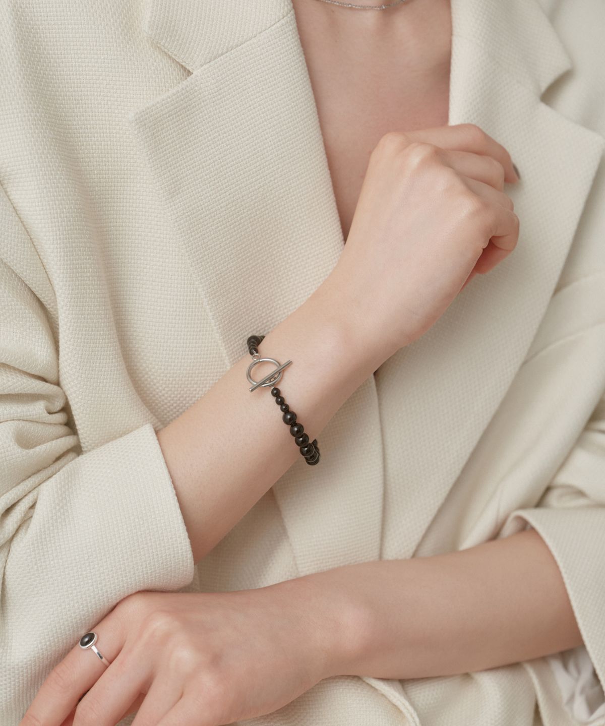 노비스도쿄(NOVICE TOKYO) 오닉스 볼 팔찌 Onyx Ball braslet [Stainless] / One color