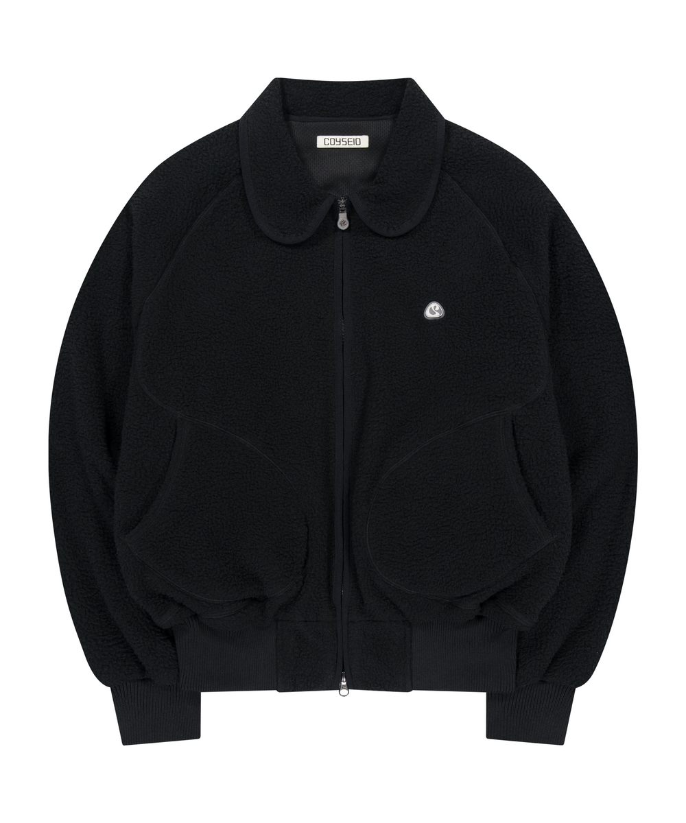 코이세이오 038(COYSEIO 038) ROUND COLLAR FLEECE JACKET BLACK