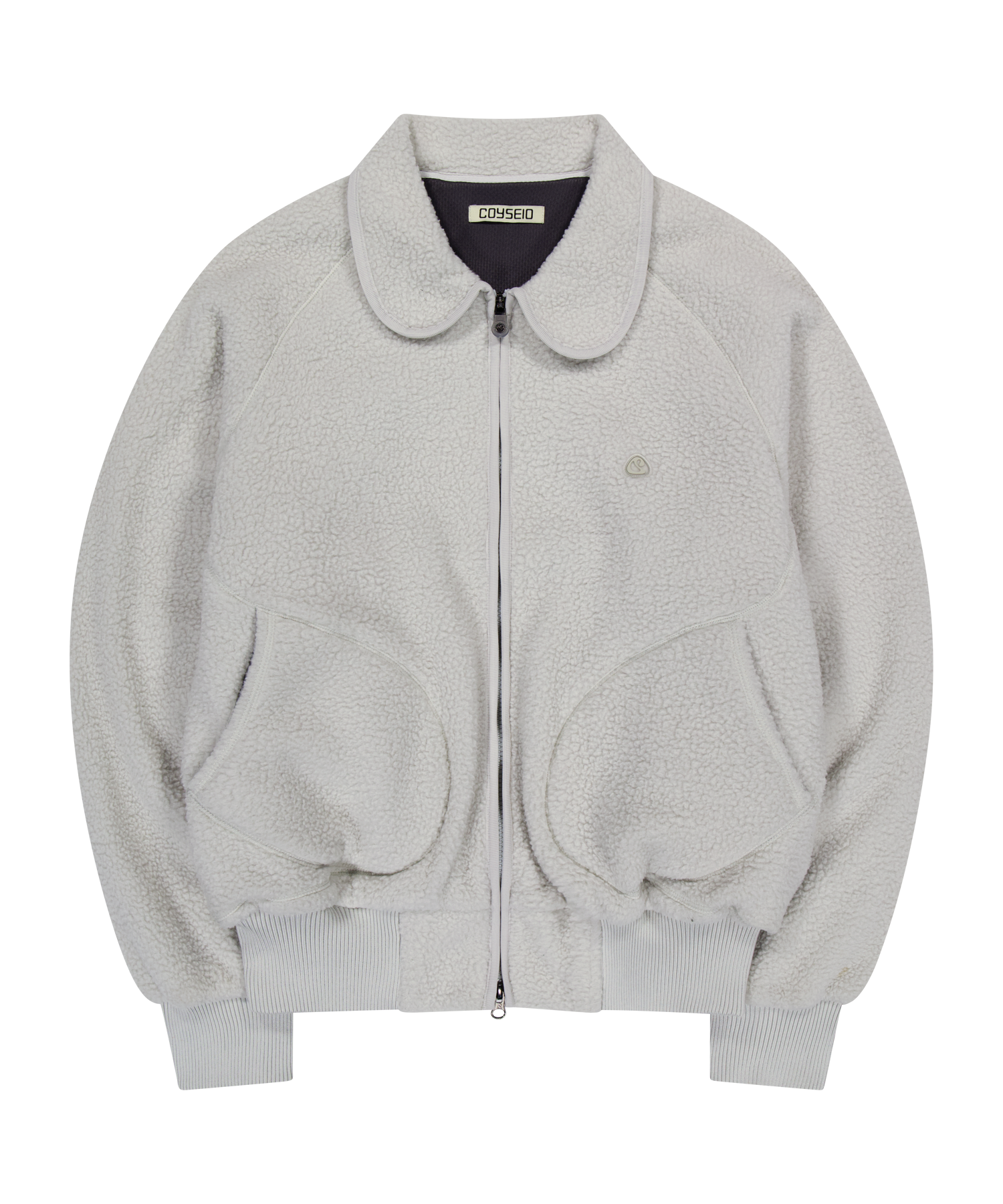 【COYSEIO】韓国発！ROUND COLLAR FLEECE JACKET 全２色 ROUND COLLAR FLEECE JACKET BLACK - coyseio