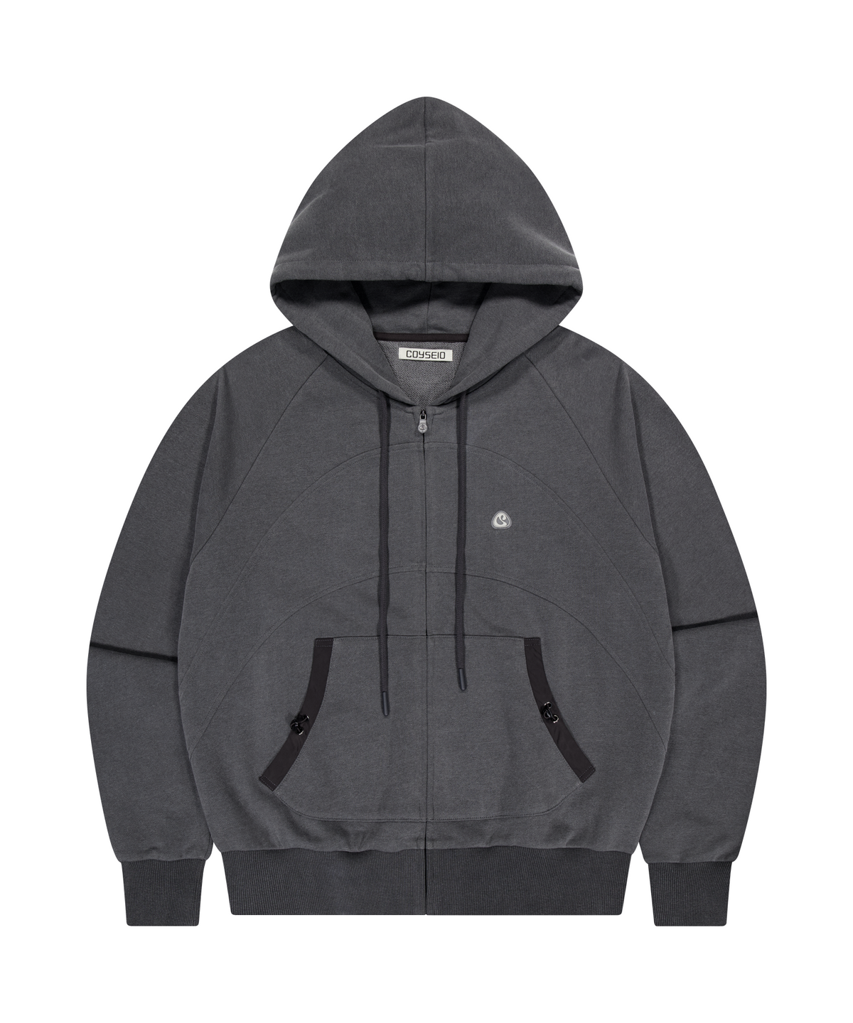 코이세이오 038(COYSEIO 038) STRING POCKET HOOD ZIP-UP BLACK