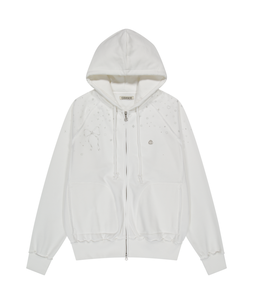 코이세이오 038(COYSEIO 038) TWINKLE HOOD ZIP-UP WHITE - 사이즈