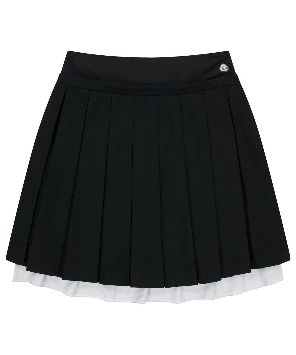 코이세이오 038(COYSEIO 038) DOUBLE WAISTED PLEATS SKIRT BLACK