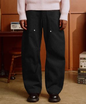 Carpenter Curved Cotton Pants (BLACK)