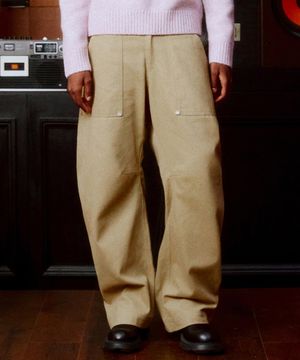 Carpenter Curved Cotton Pants (CAMEL BEIGE)