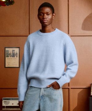 Netting Loop Wool Sweater (PASTEL BLUE)