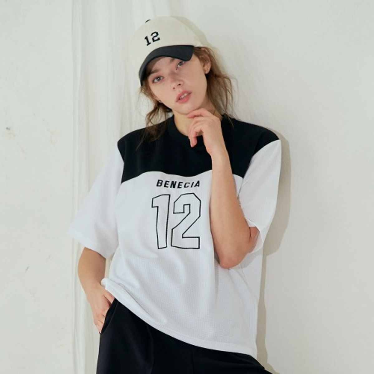베네시아12(BENECIA12) 와플 라운드티 화이트