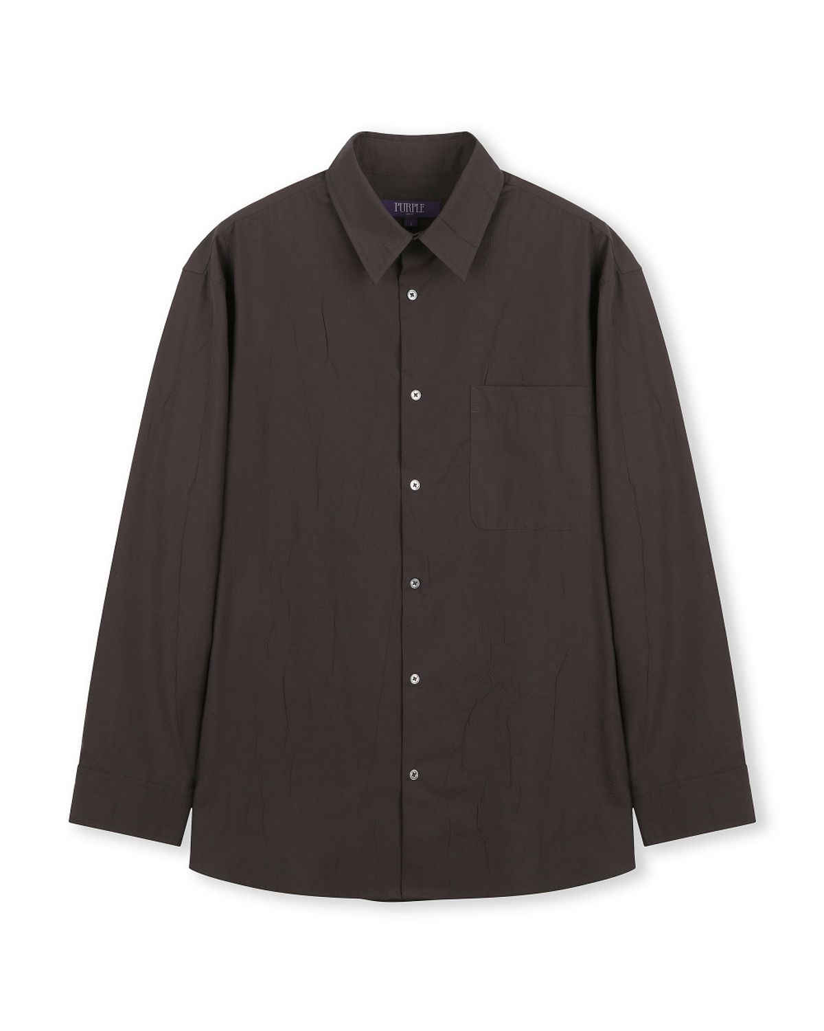 비슬로우(BESLOW) LOOSE FIT CREASE COTTON SHIRTS DARK BROWN