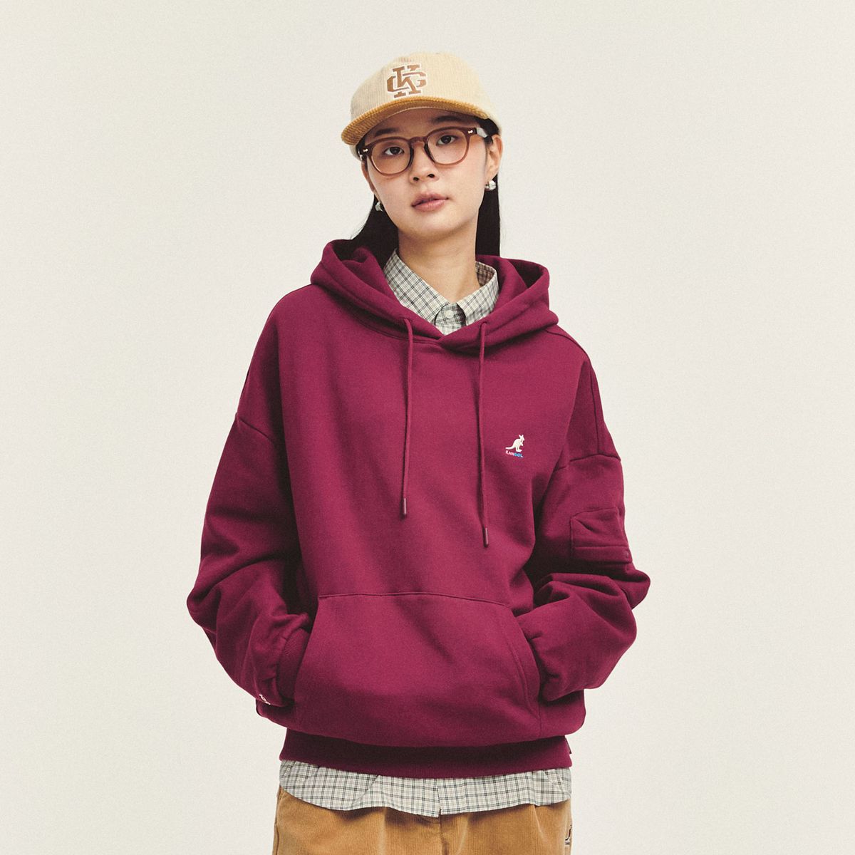 캉골(KANGOL) KNGL 포켓 후디 5147 버건디
