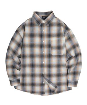 오버핏 옴브레 체크셔츠 [멀티베이지]