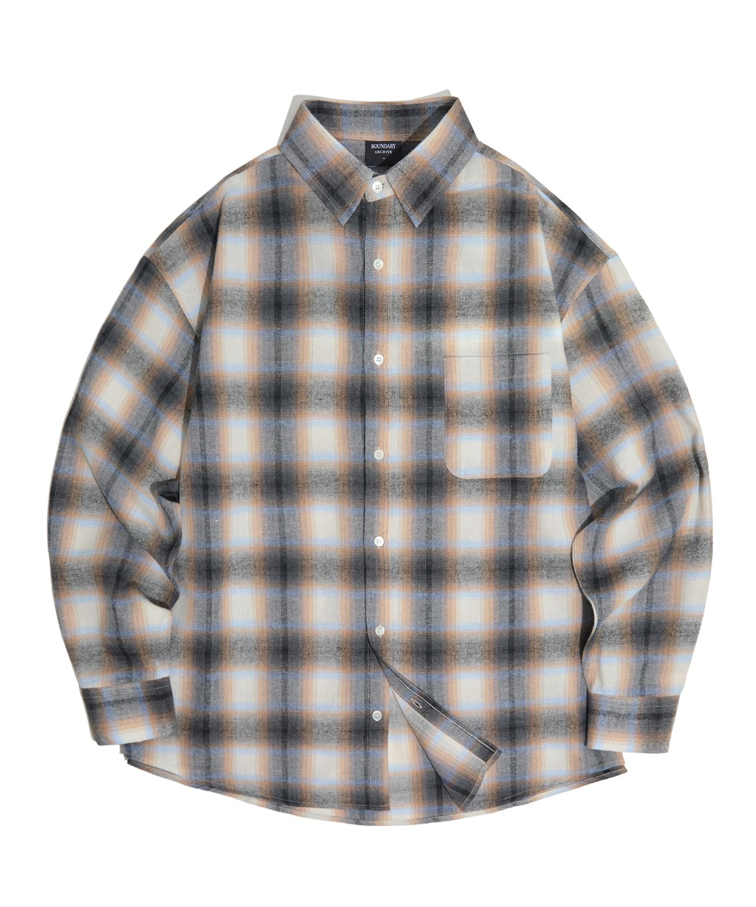 【JEMUT】★男女兼用★24AW GRID OVERFIT OMBRE CHECK SHIRTS Ombre Check L/S Shirt(24aw) | HIDE AND SEEK Off