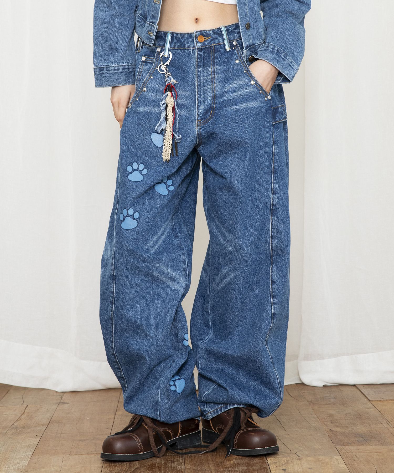 MUSINSA | RuNaKiHu WXP013 Meow Hotfix Denim Pants (BLUE)