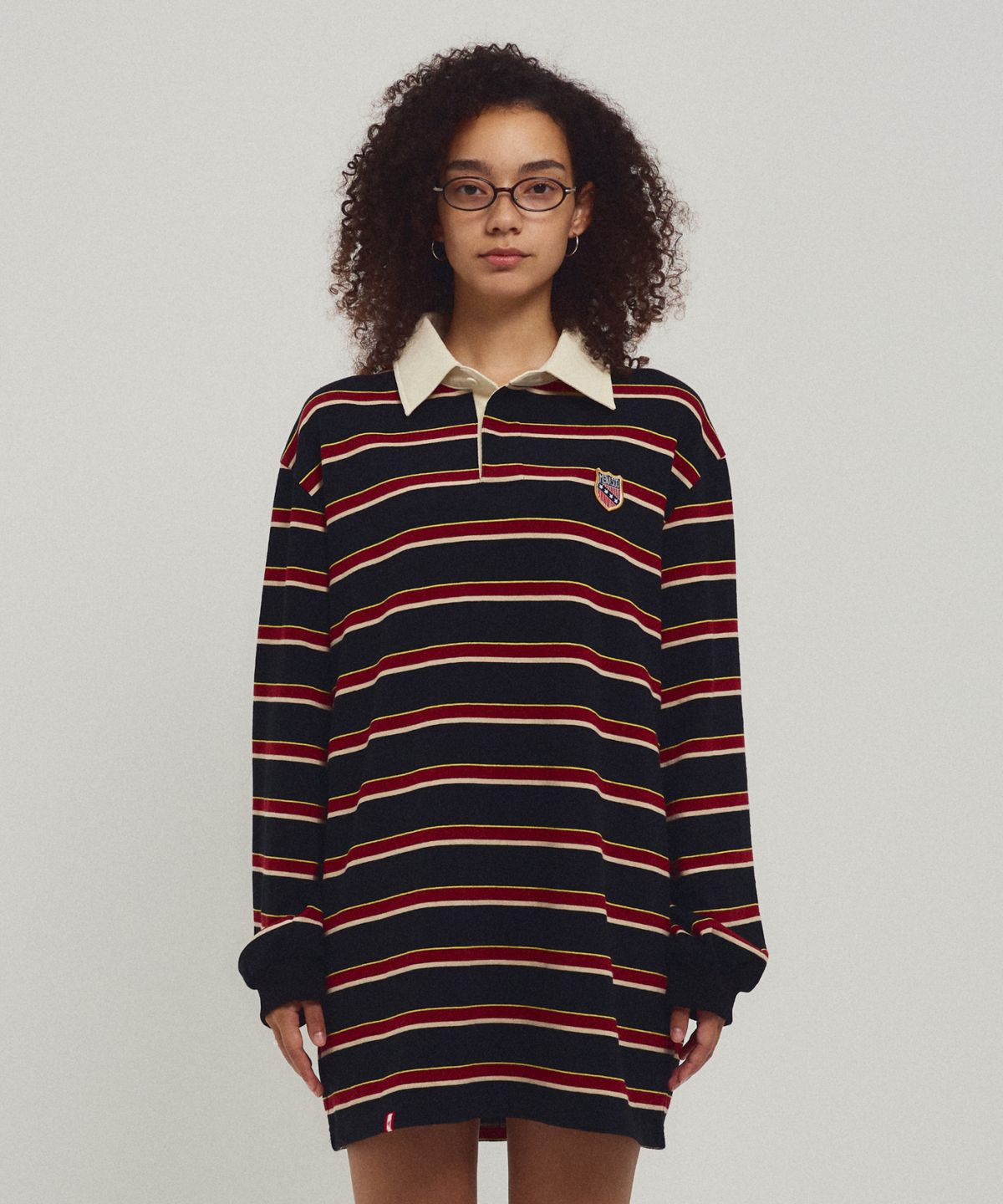 미나수(MENASOO) Menasoo Stripe Rugby T Shirt_Black