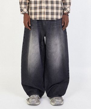 빈티지워싱 벌룬핏 롱 데님팬츠 [Washed Black]