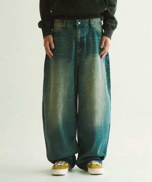 빈티지워싱 벌룬핏 롱 데님팬츠 [Washed Blue]