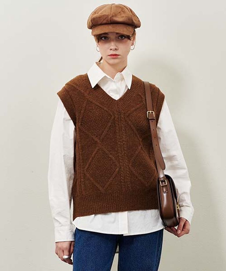 알파카 니트 베스트_Brown