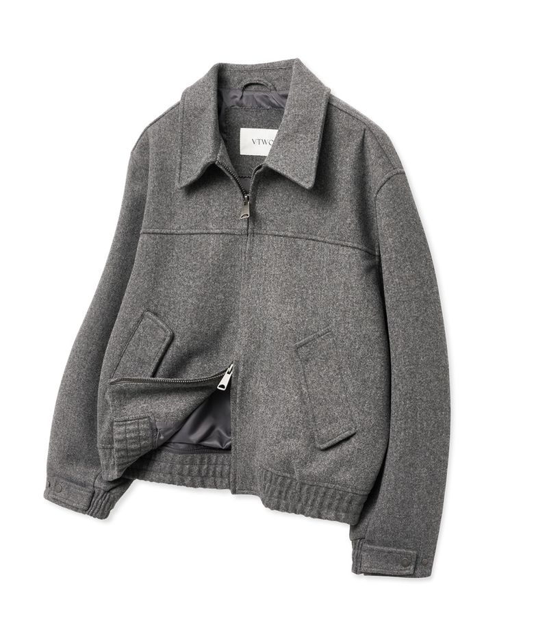 [PURE WOOL]울 블렌드 카라 블루종_그레이