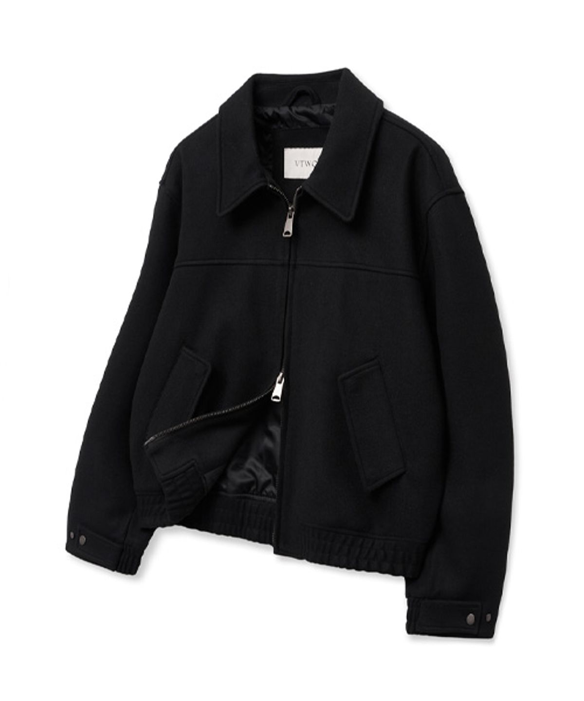 브이투(VTWO) [PURE WOOL]울 블렌드 카라 블루종_블랙