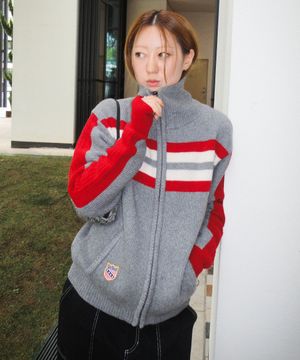 Zipup Knit Cardigan_Gray