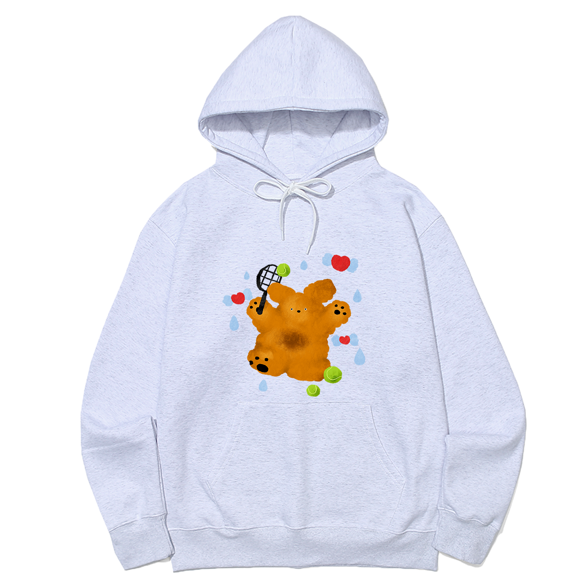 어썸어스(AWESOMEUS) BROWN PUPPY PLAYING TENNIS HOODIE_3 COLOR