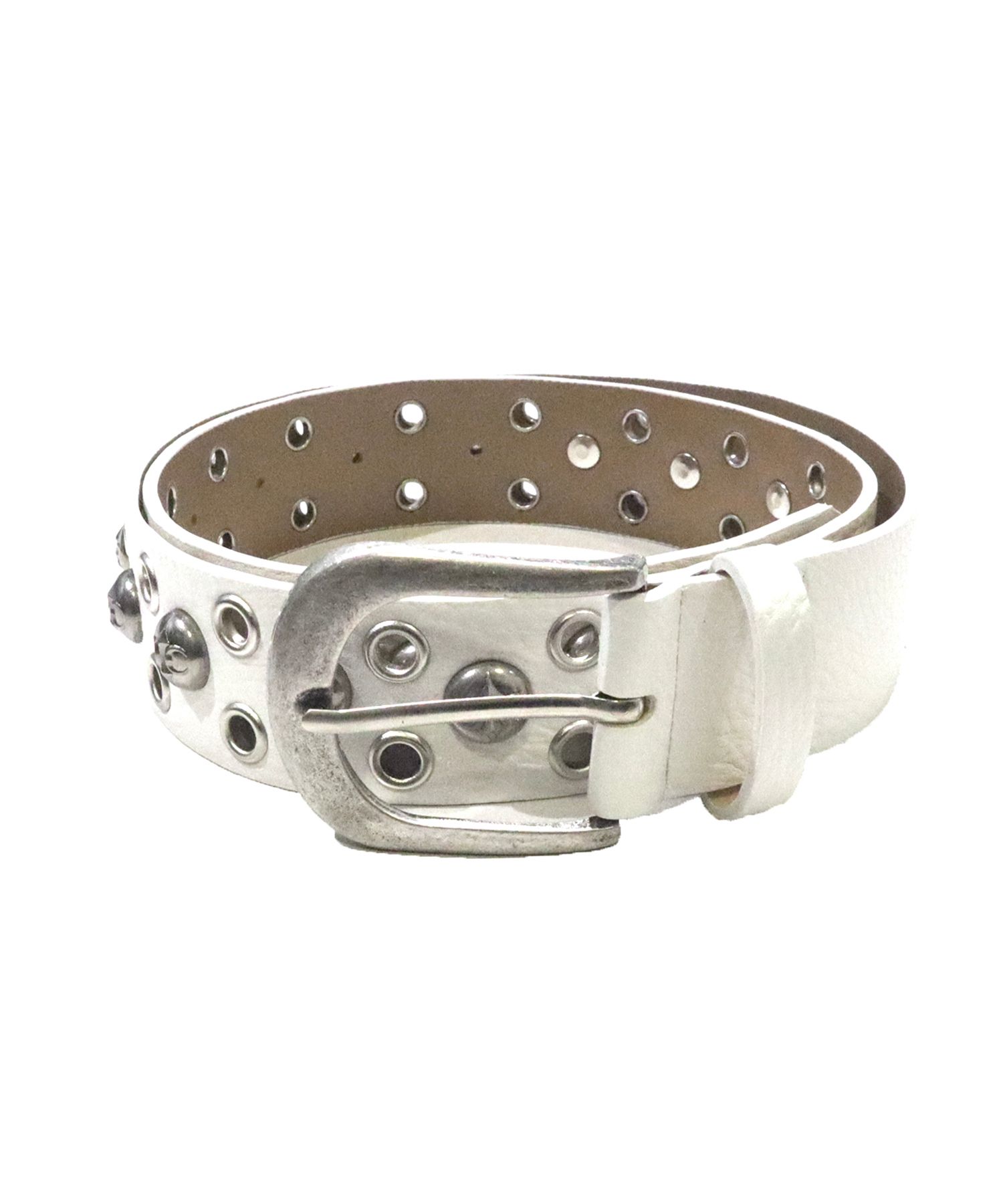 MUSINSA HOUSE ROCK CLUB HEAVY ROCK STUD BELTS WHITE