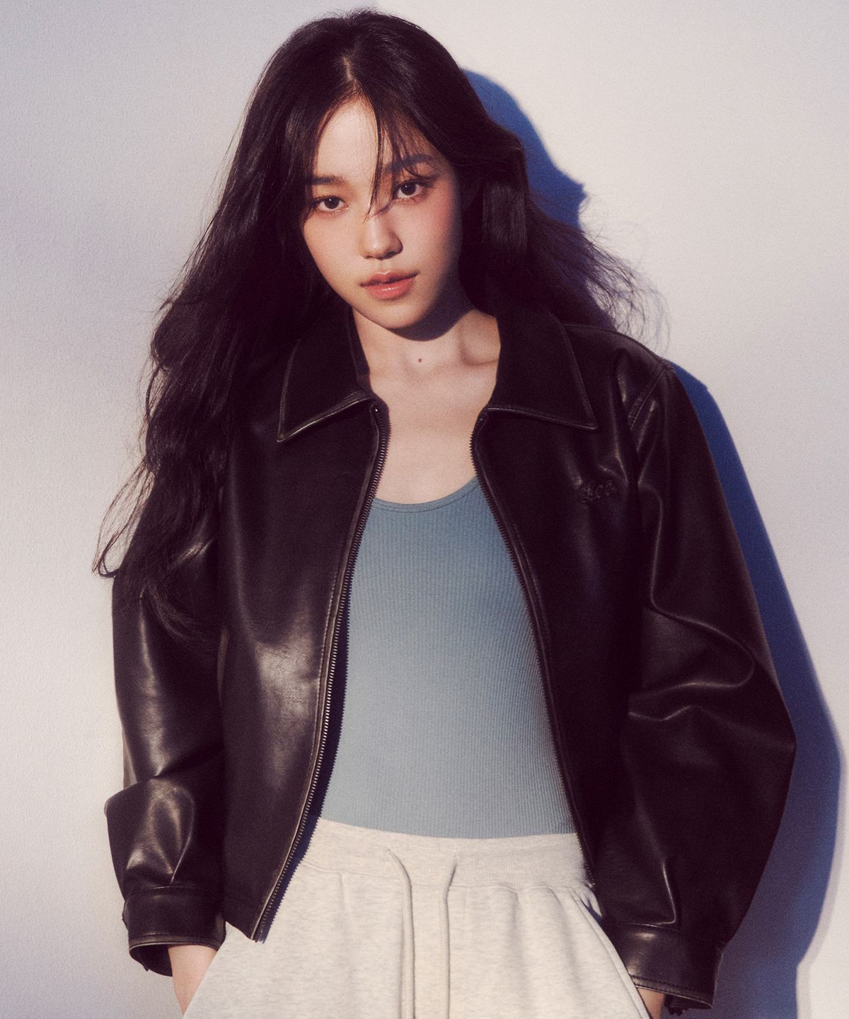 리(LEE) 우먼 신세틱 레더 블루종 블랙