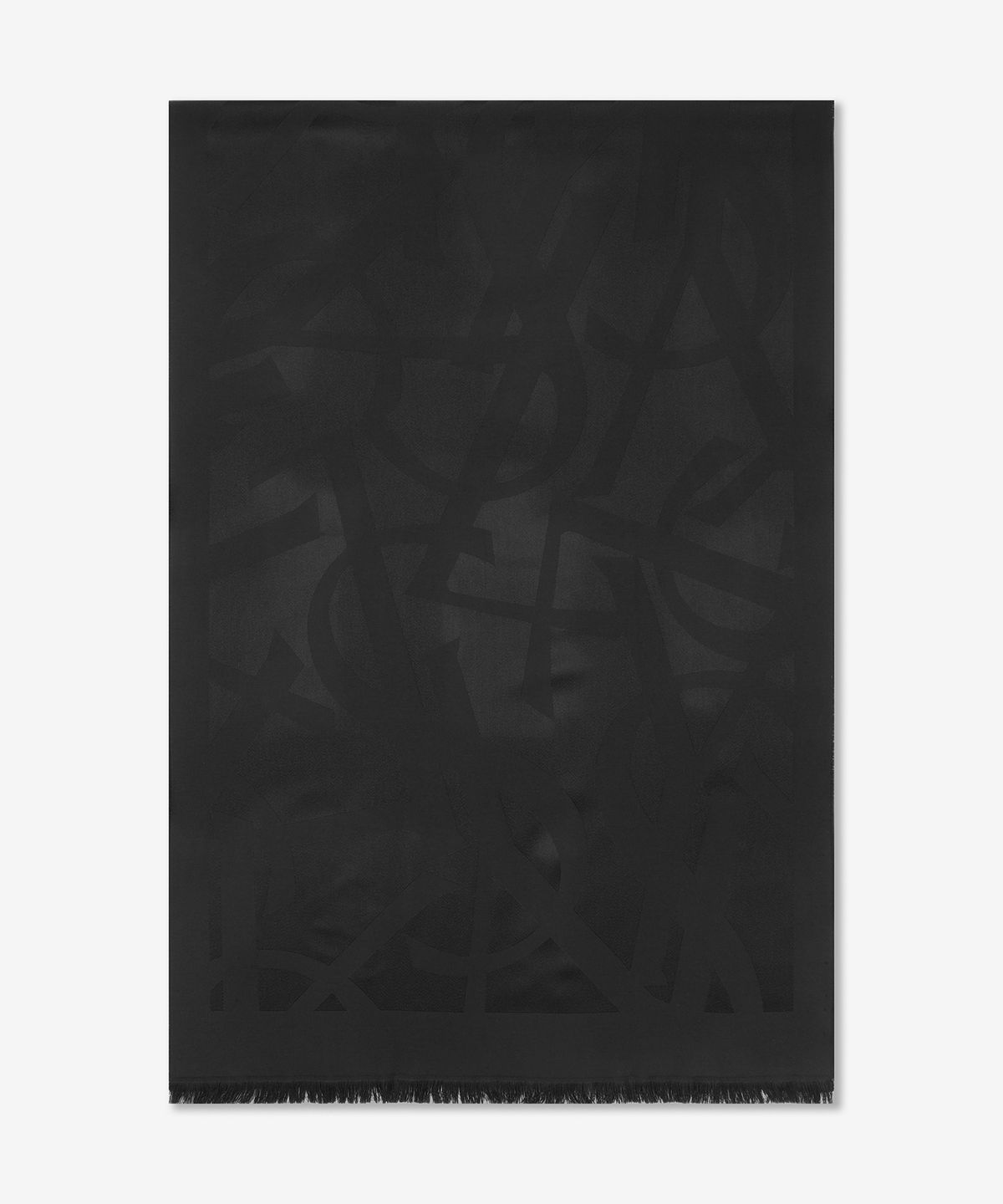 생로랑(SAINT LAURENT) 울 자카드 모노그램 스카프 - 블랙 / 7194283Y2101000