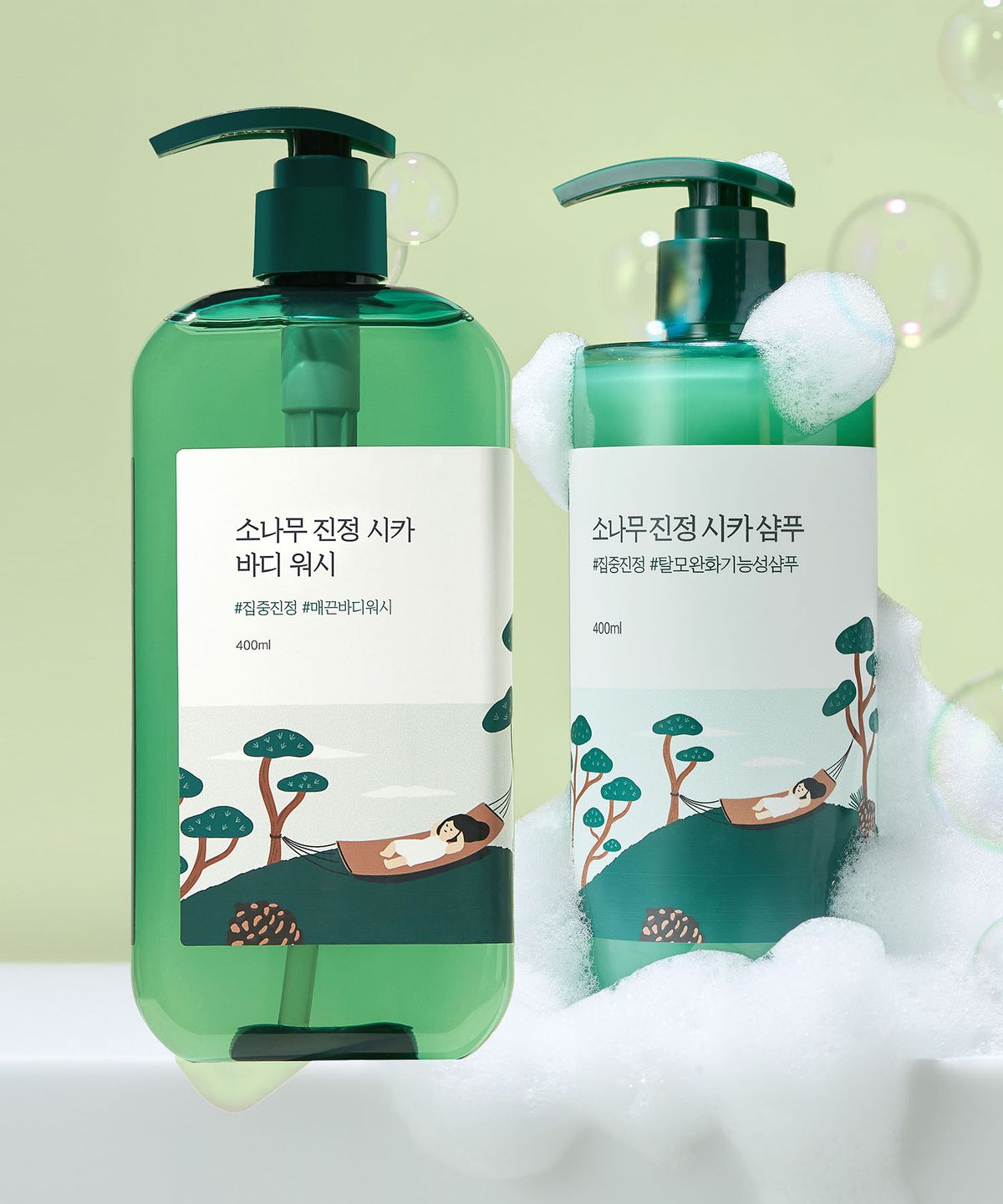 라운드랩(ROUNDLAB) [SET] 소나무 진정 시카 샴푸 400ml + 바디 워시 400ml