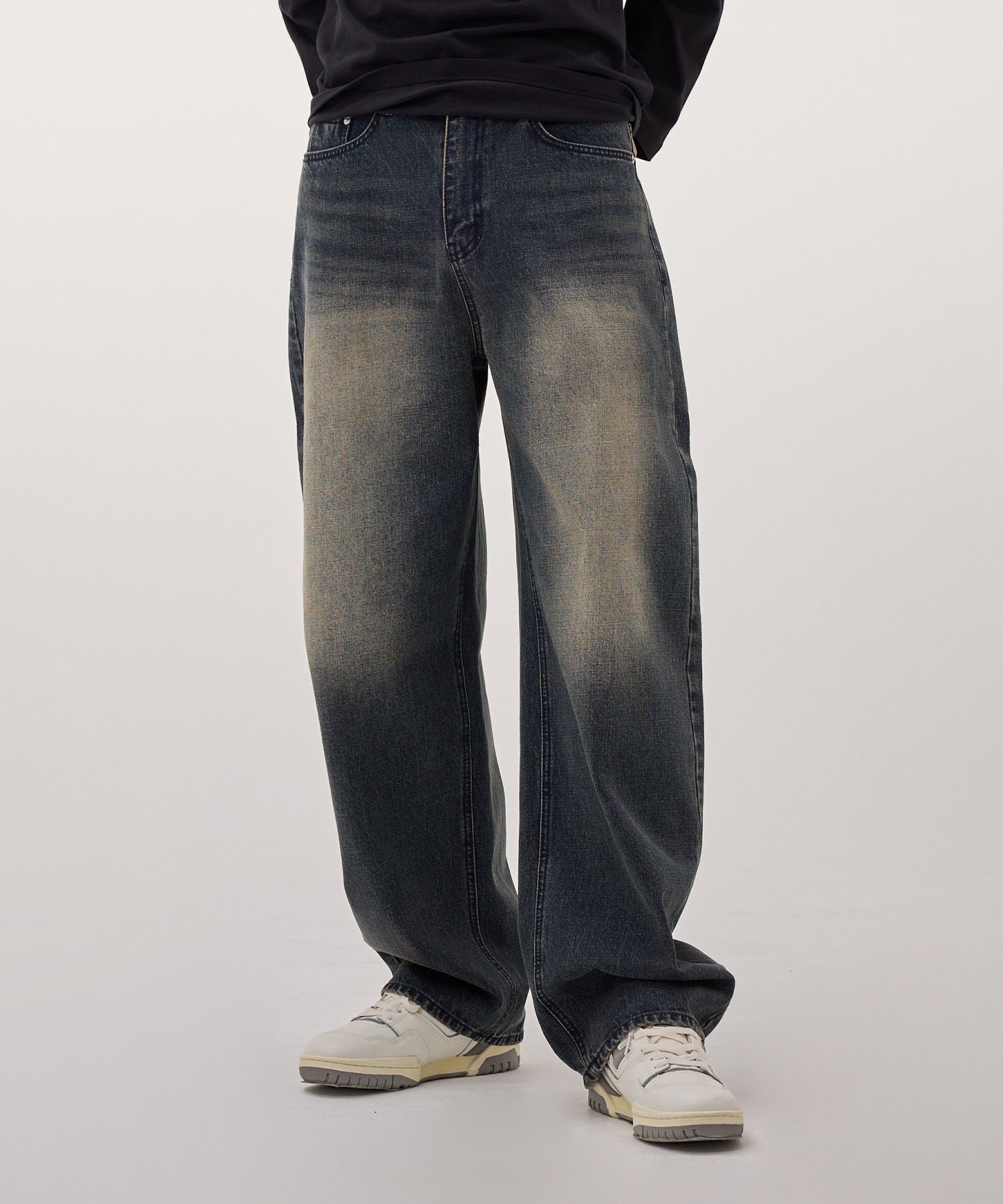 MUSINSA | Deep Sense Washed Balloon Denim D611 - Indigo