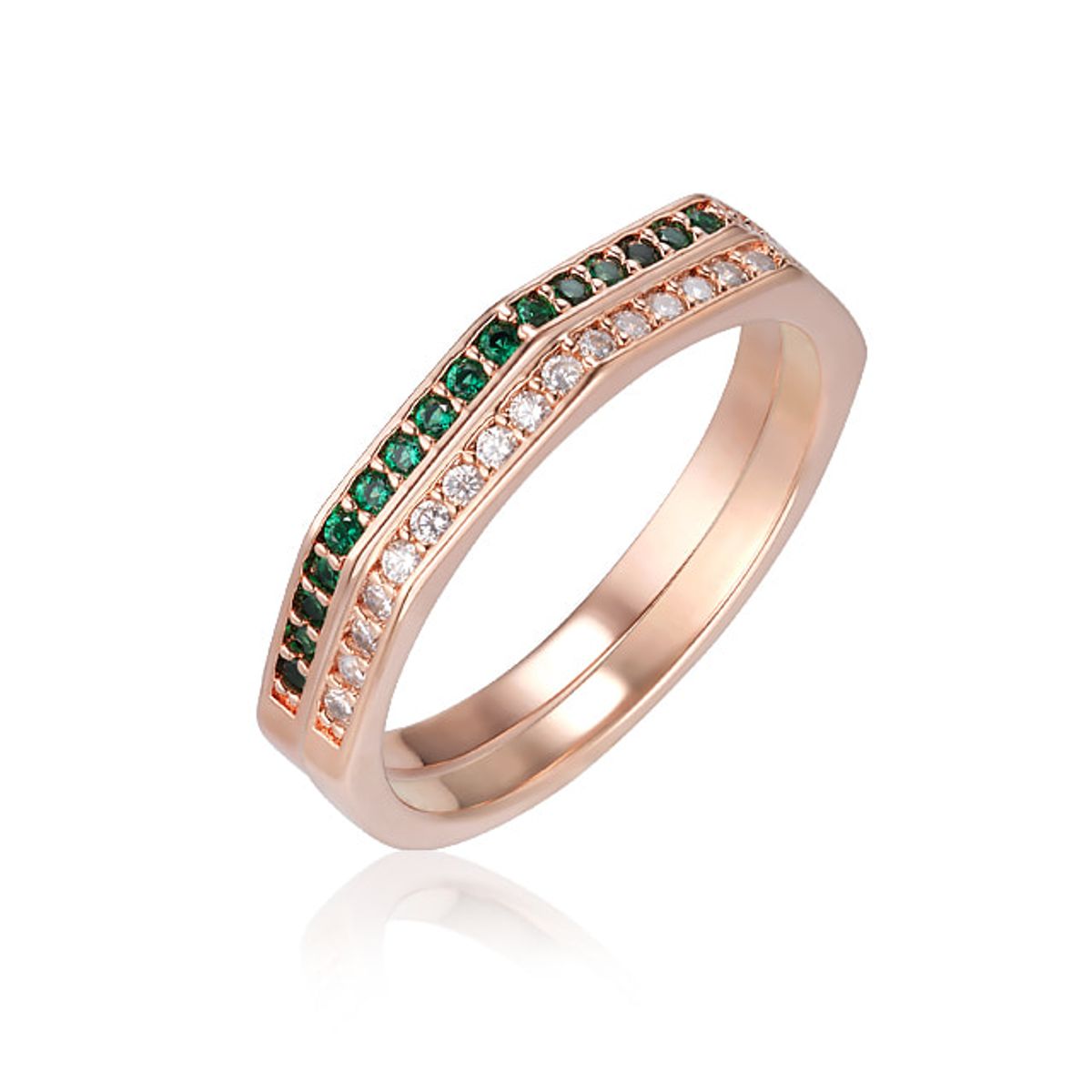 엘르주얼리(ELLEJEWELRY) 그린 앤 화이트 레이어드 반지 2종 세트 ELBRWR141
