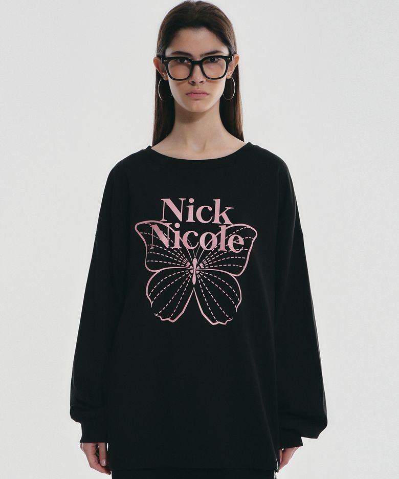 BUTTERFLY SIGNATURE LS TOP_BLACK PINK