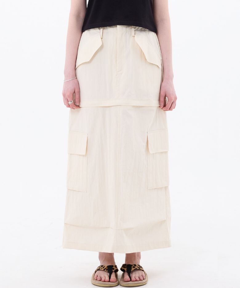 DOUBLE CUT CAGO SKIRT / IVORY