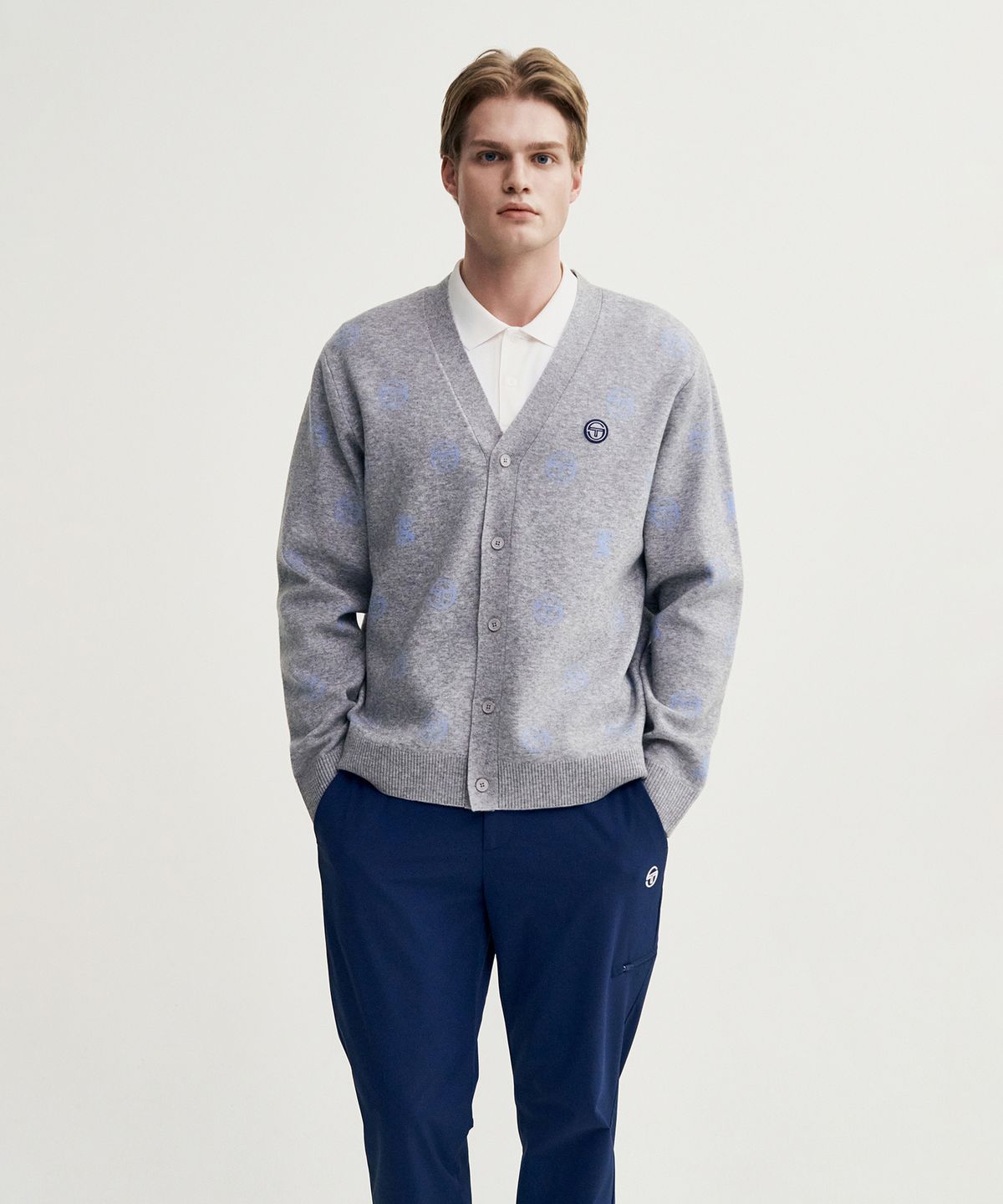 세르지오 타키니(SERGIO TACCHINI) M 데일리 브이넥 가디건 (Melange Grey)